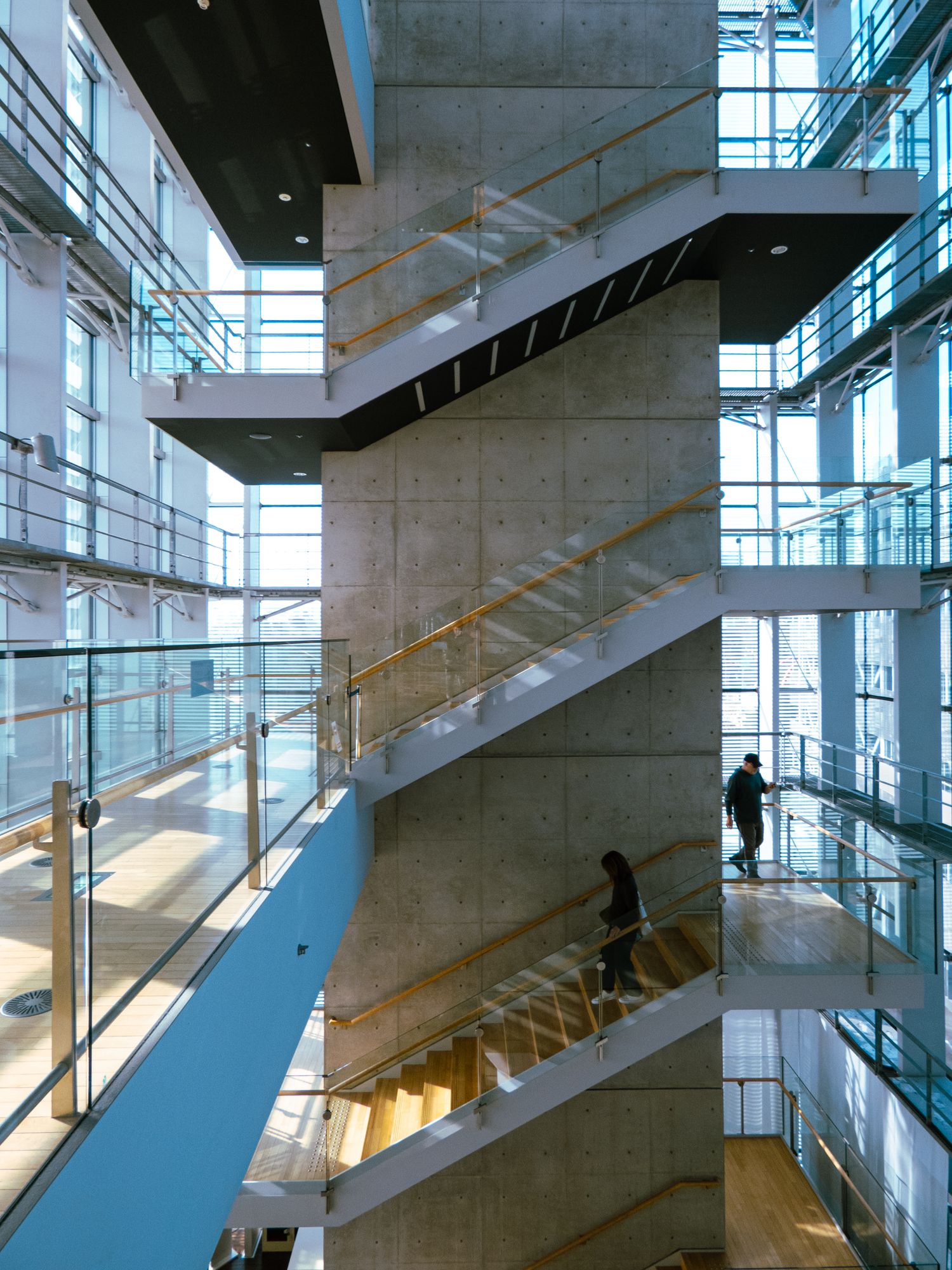 Architectural stairways and glass railings